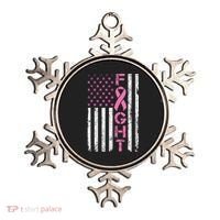Breast Cancer Awareness American Flag Distressed Ornament thumb 0