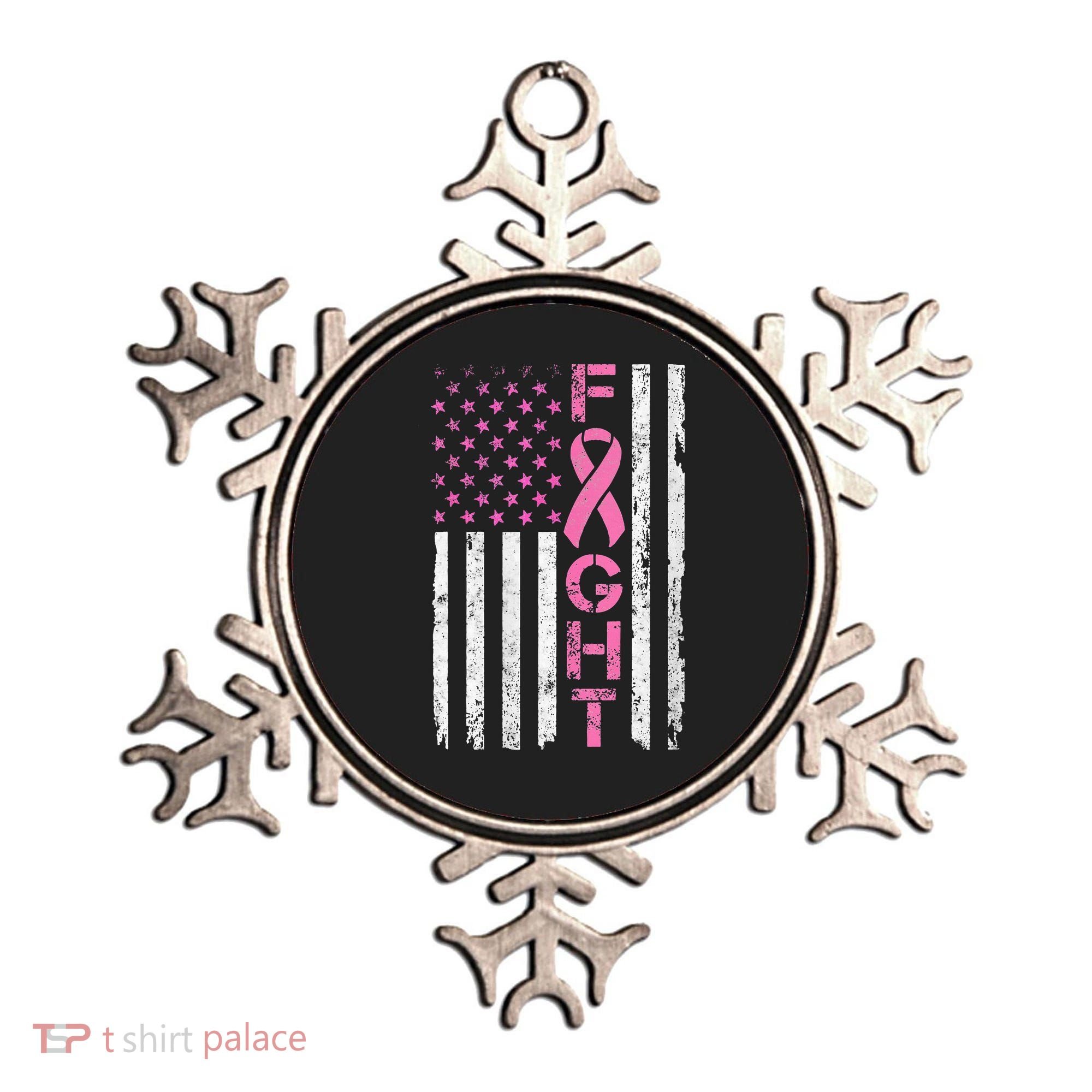 Breast Cancer Awareness American Flag Distressed Ornament