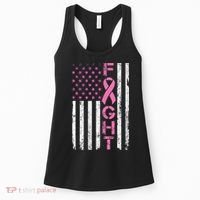Breast Cancer Awareness American Flag Distressed Women's Tank Top thumb 0