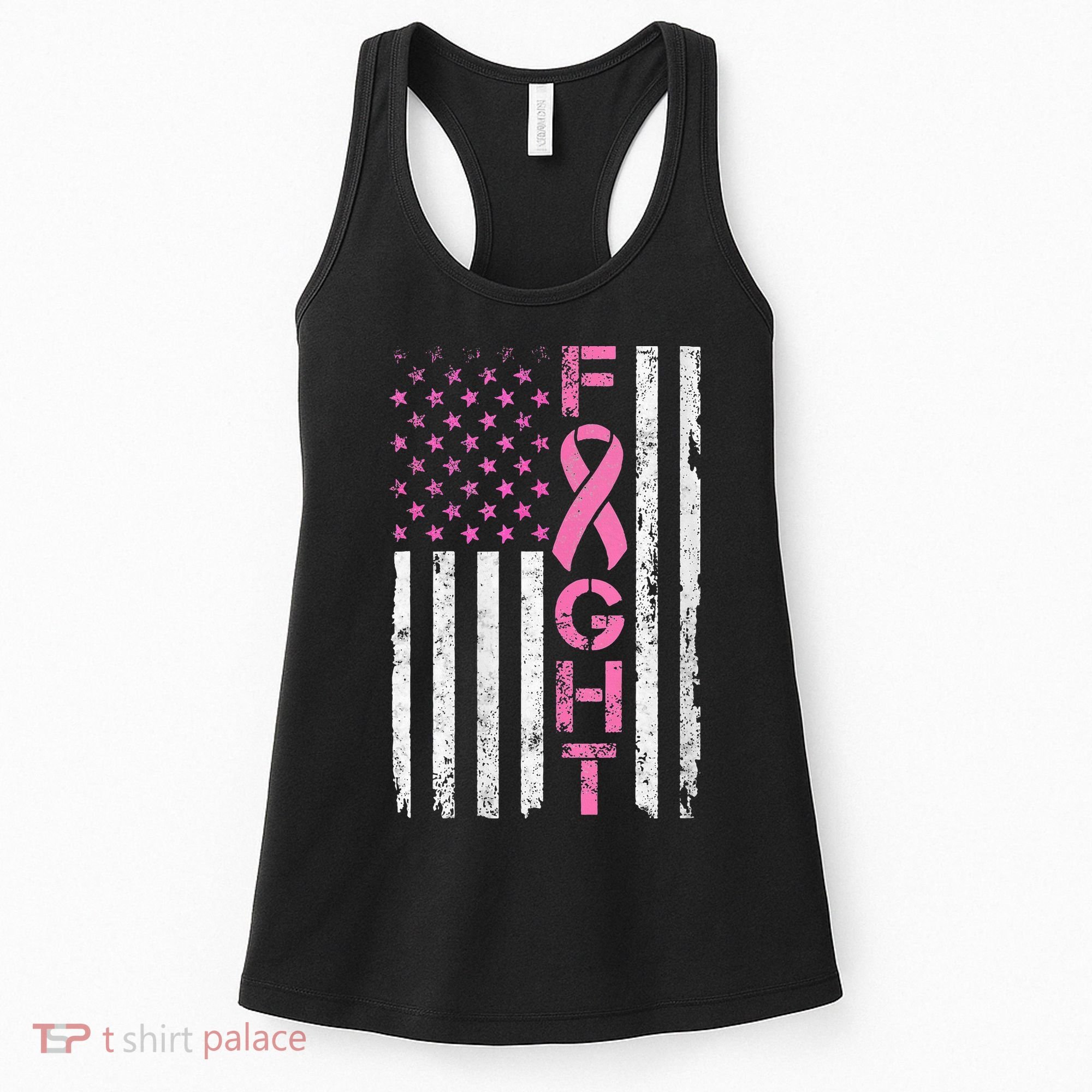 Breast Cancer Awareness American Flag Distressed Women's Tank Top