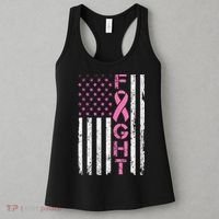 Breast Cancer Awareness American Flag Distressed Women's Tank Top thumb 3