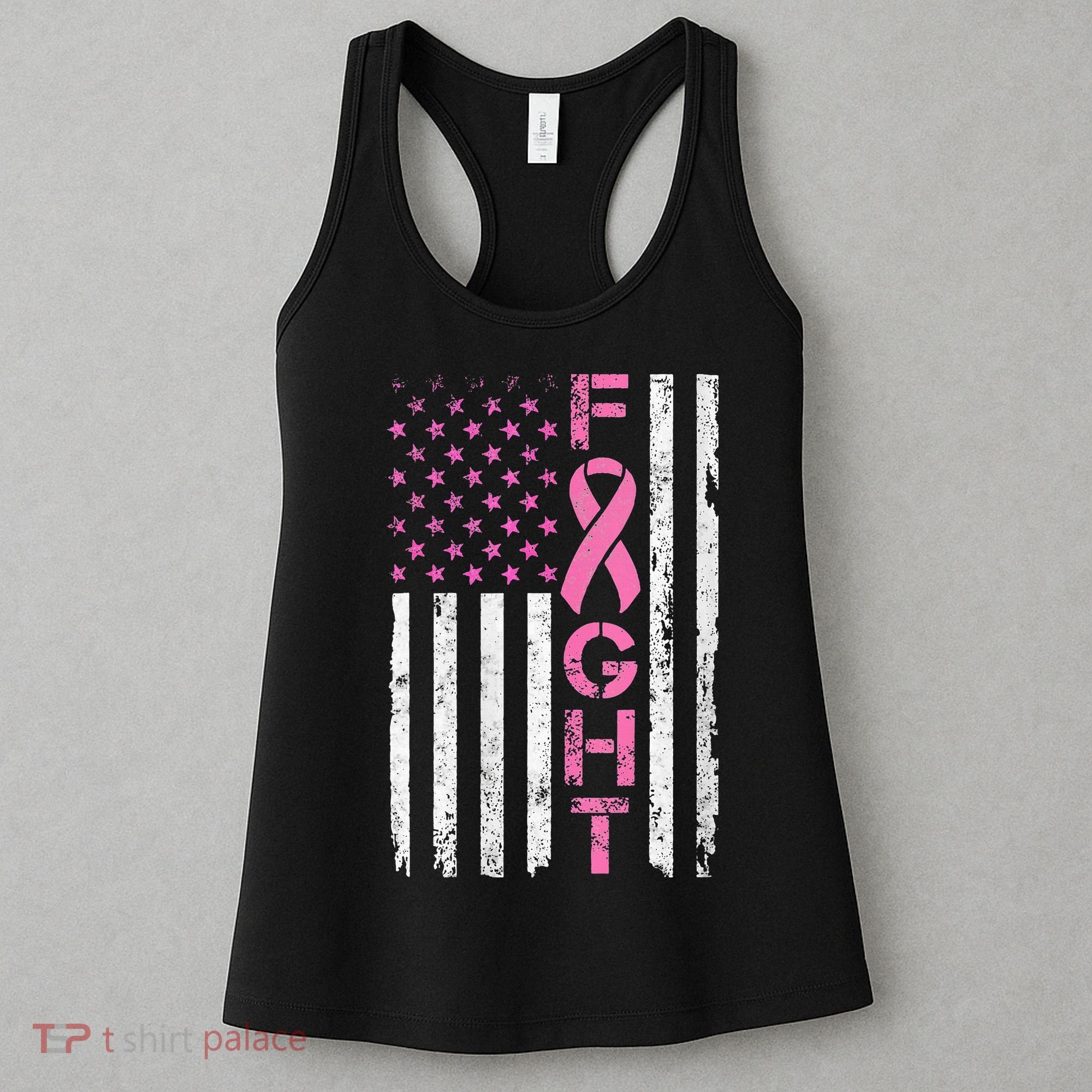 Breast Cancer Awareness American Flag Distressed Women's Tank Top