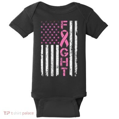Breast Cancer Awareness American Flag Distressed Baby Bodysuit