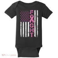 Breast Cancer Awareness American Flag Distressed Baby Bodysuit thumb 0