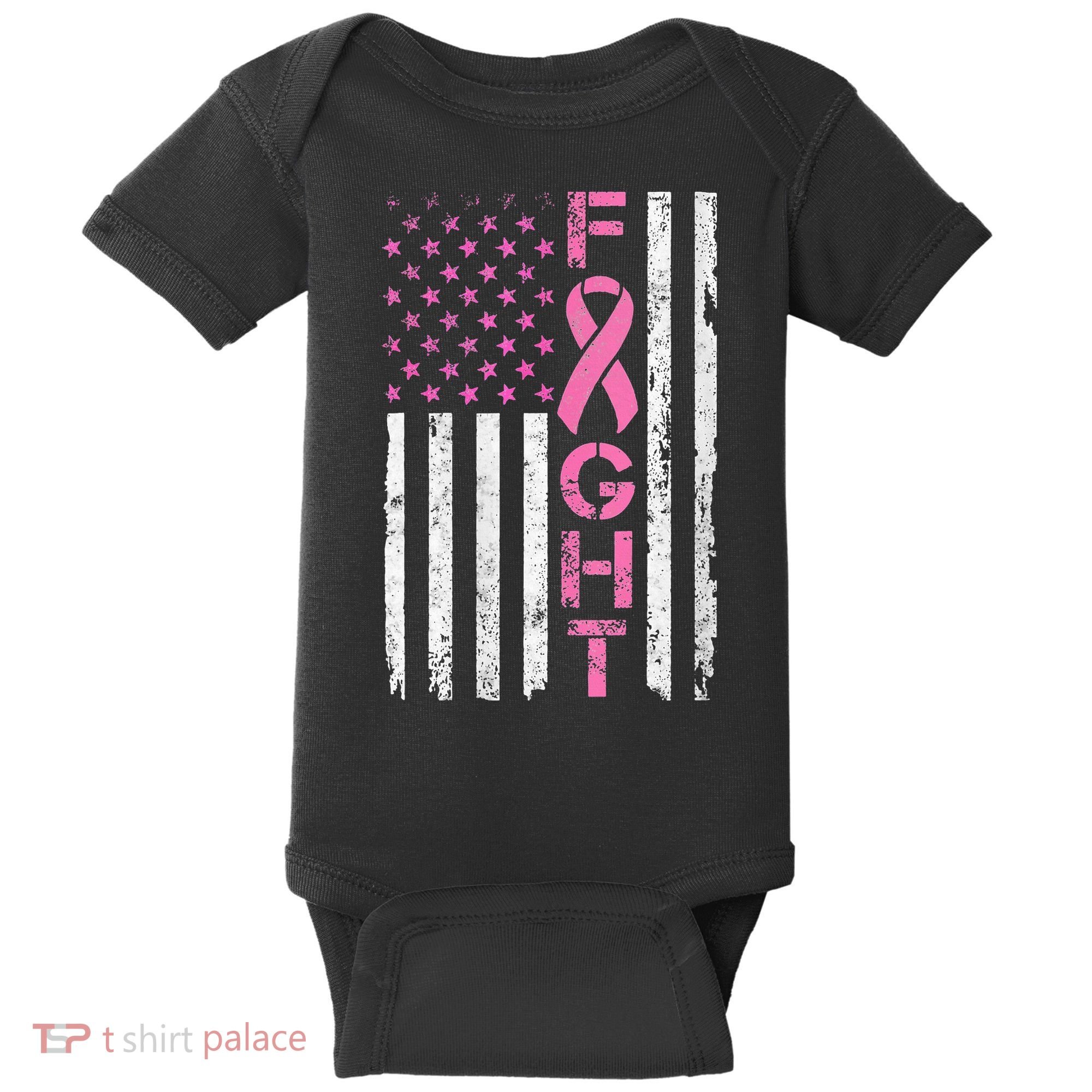 Breast Cancer Awareness American Flag Distressed Baby Bodysuit