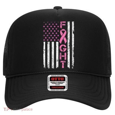Breast Cancer Awareness American Flag Distressed Hat