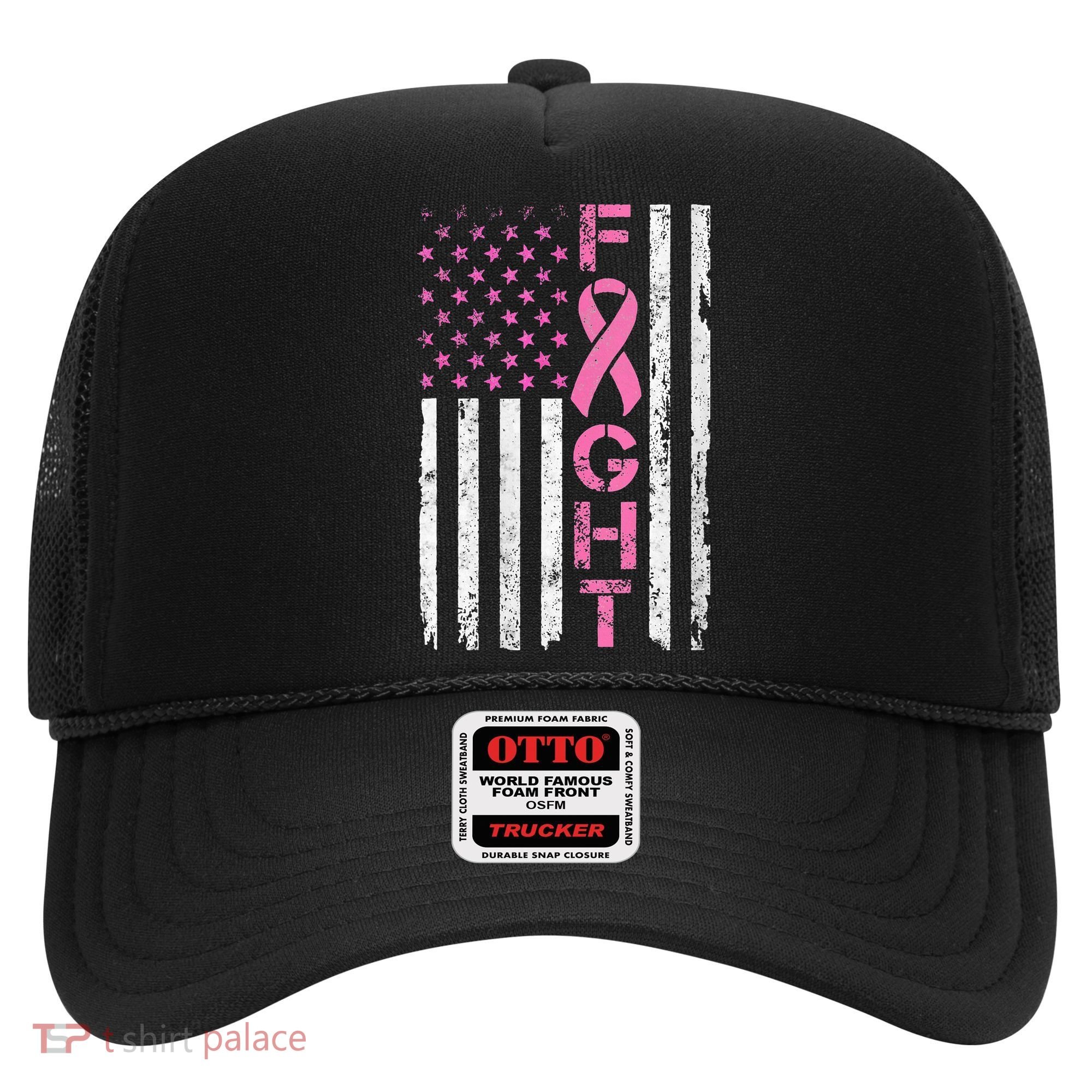 Breast Cancer Awareness American Flag Distressed Hat