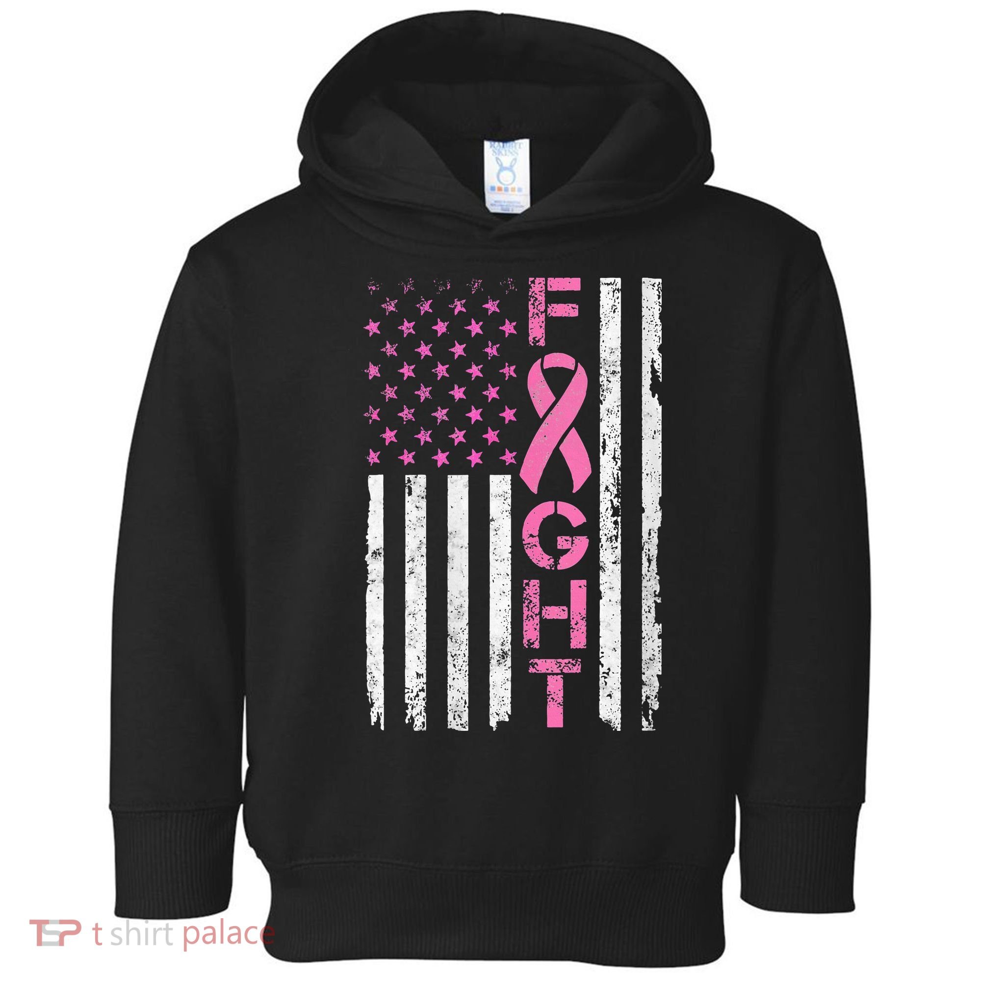 Breast Cancer Awareness American Flag Distressed Toddler Hoodie