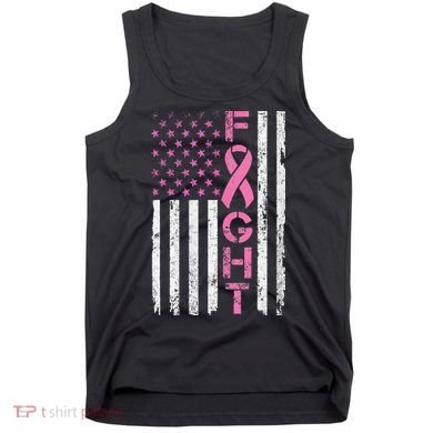 Breast Cancer Awareness American Flag Distressed Tank Top