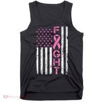 Breast Cancer Awareness American Flag Distressed Tank Top thumb 0