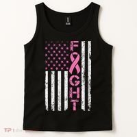 Breast Cancer Awareness American Flag Distressed Tank Top thumb 2
