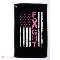 Breast Cancer Awareness American Flag Distressed Golf Towel thumb 0