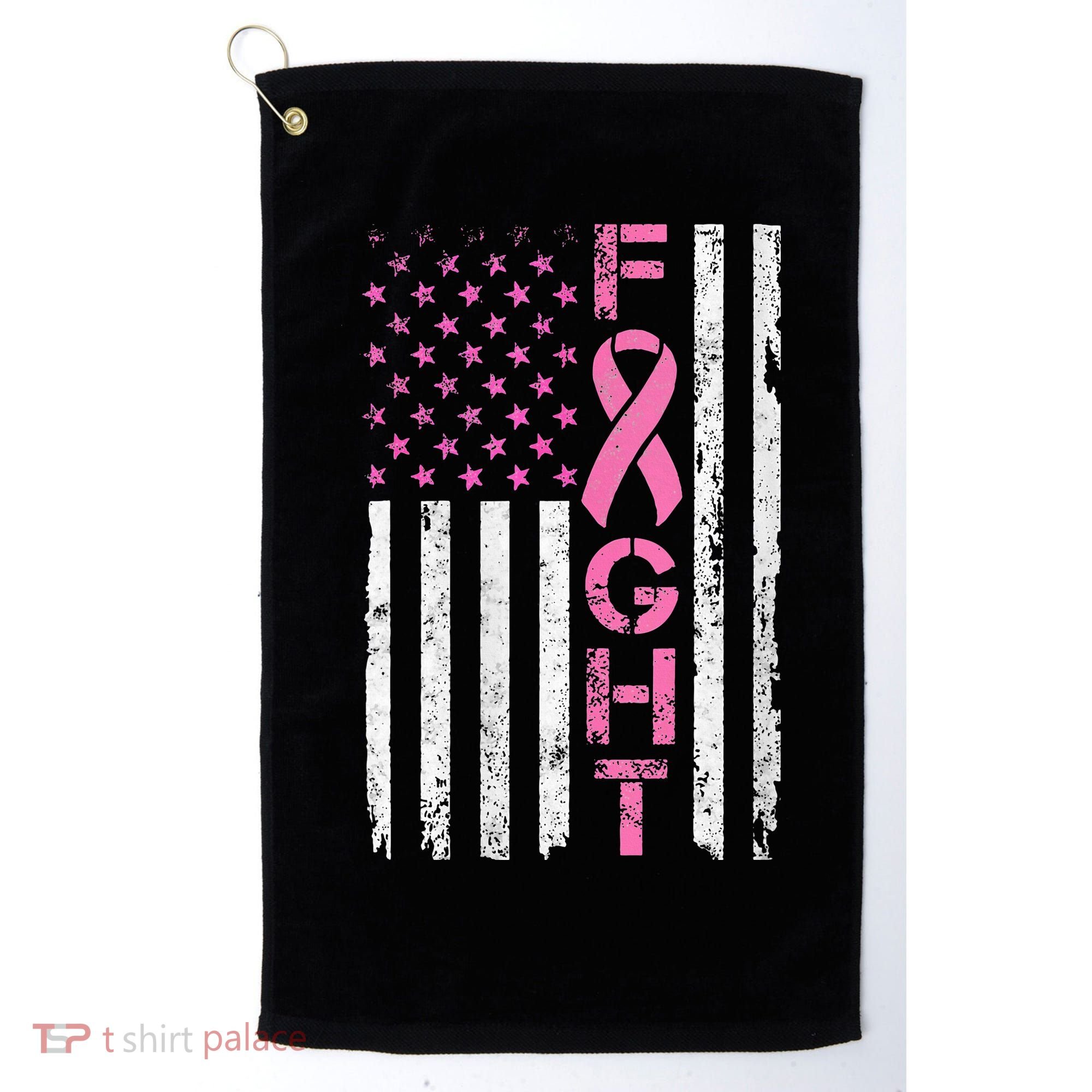 Breast Cancer Awareness American Flag Distressed Golf Towel