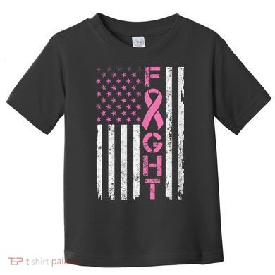 Breast Cancer Awareness American Flag Distressed Toddler T-Shirt