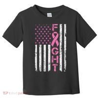 Breast Cancer Awareness American Flag Distressed Toddler T-Shirt thumb 0