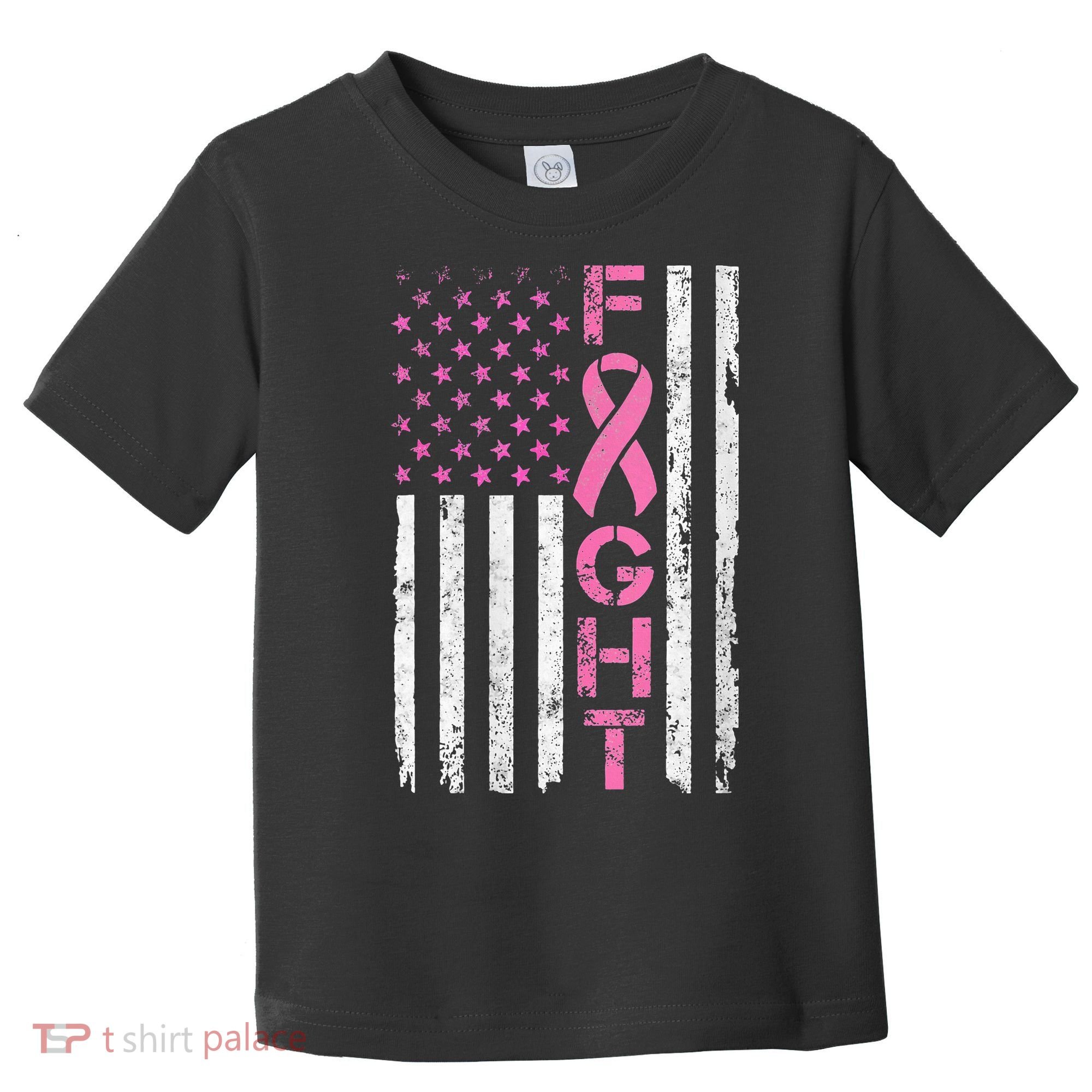 Breast Cancer Awareness American Flag Distressed Toddler T-Shirt
