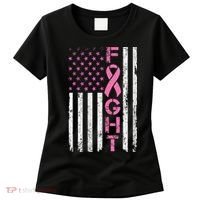 Breast Cancer Awareness American Flag Distressed Women's T-Shirt thumb 0