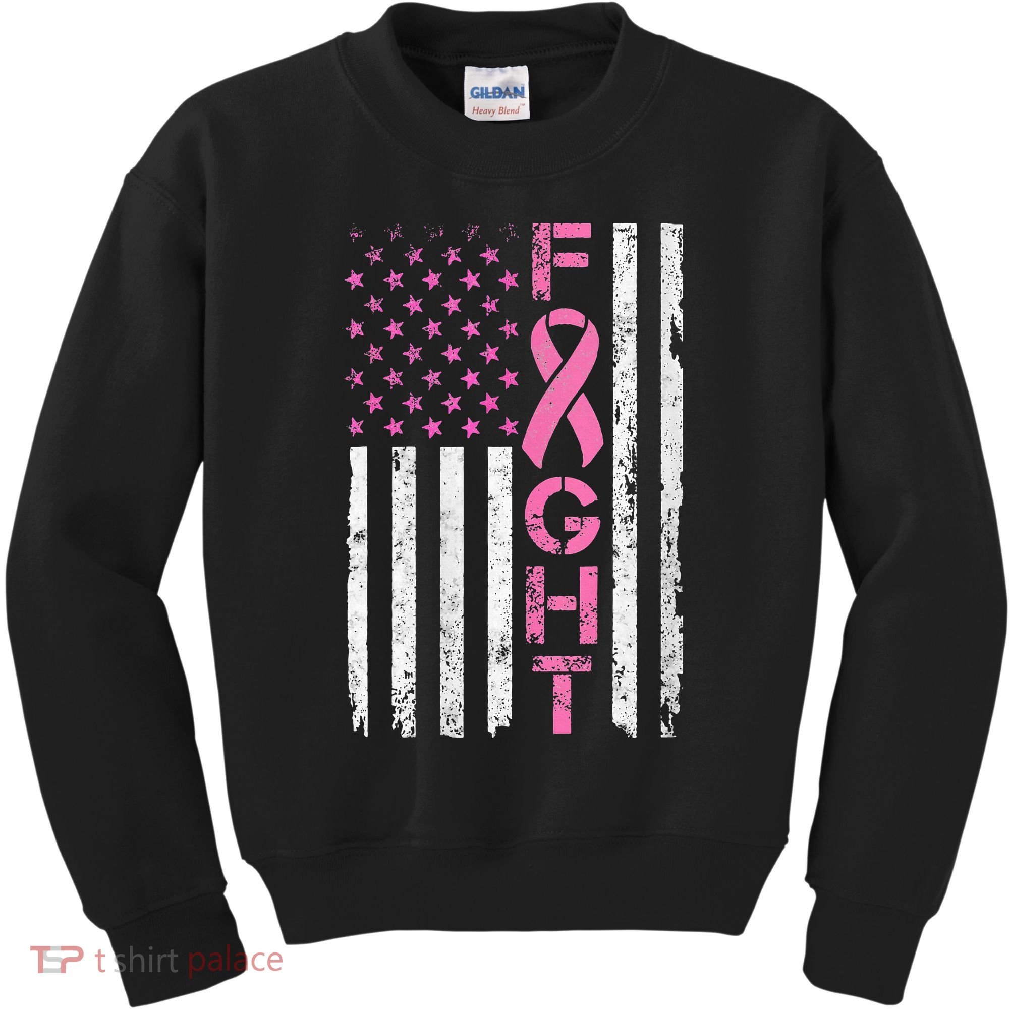 Breast Cancer Awareness American Flag Distressed Kids Sweatshirt