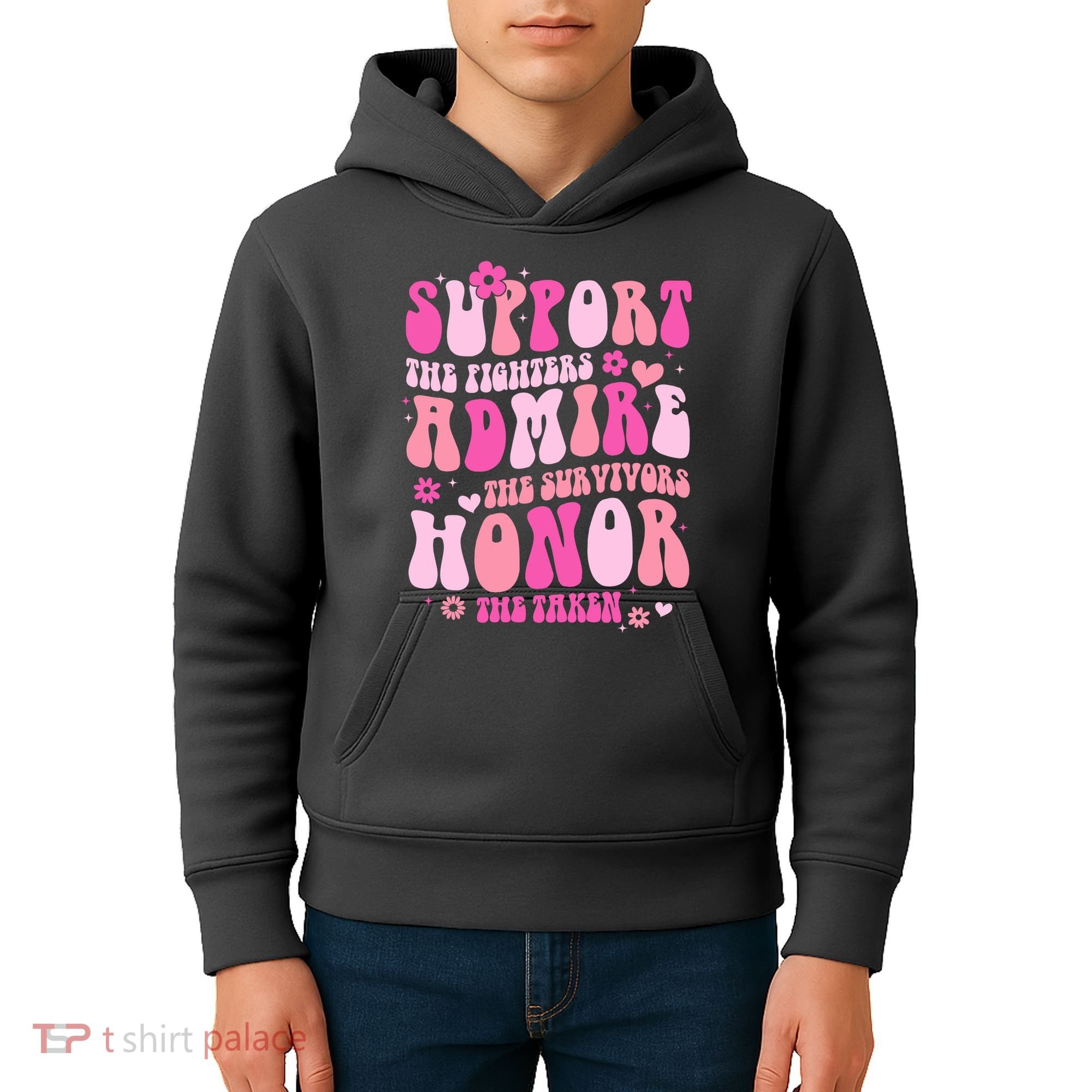 Breast Cancer Awareness Support Admire Honor Kids Hoodie