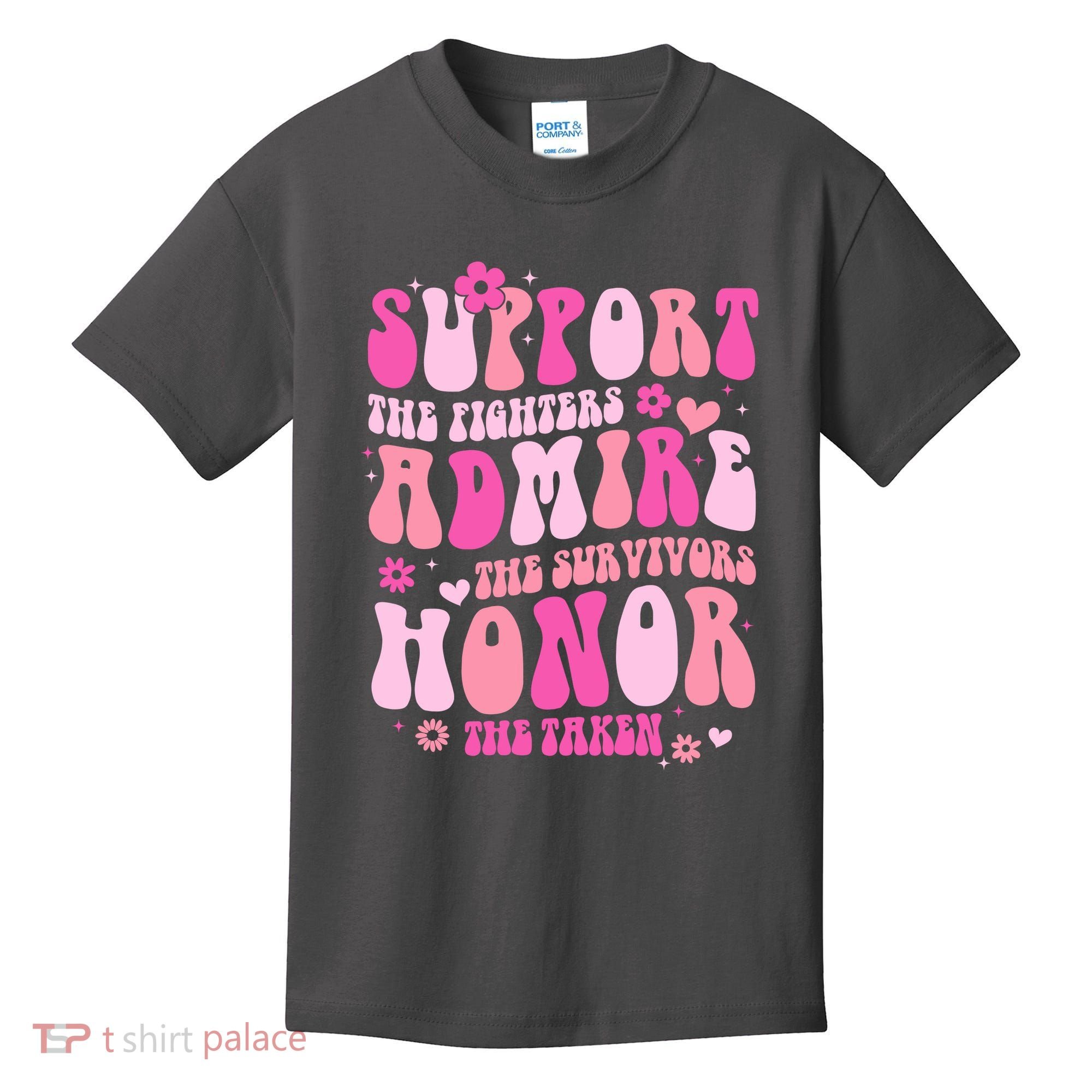 Breast Cancer Awareness Support Admire Honor Kids T-Shirt