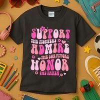 Breast Cancer Awareness Support Admire Honor Kids T-Shirt thumb 3