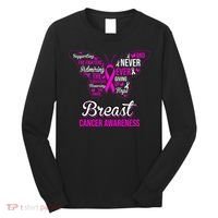 Breast Cancer Awareness Pink Butterfly Ribbon Quotes Long Sleeve Shirt thumb 0