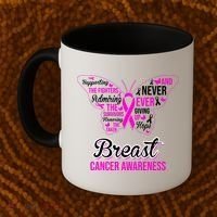 Breast Cancer Awareness Pink Butterfly Ribbon Quotes Coffee Mug thumb 2