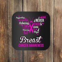 Breast Cancer Awareness Pink Butterfly Ribbon Quotes Coaster thumb 0