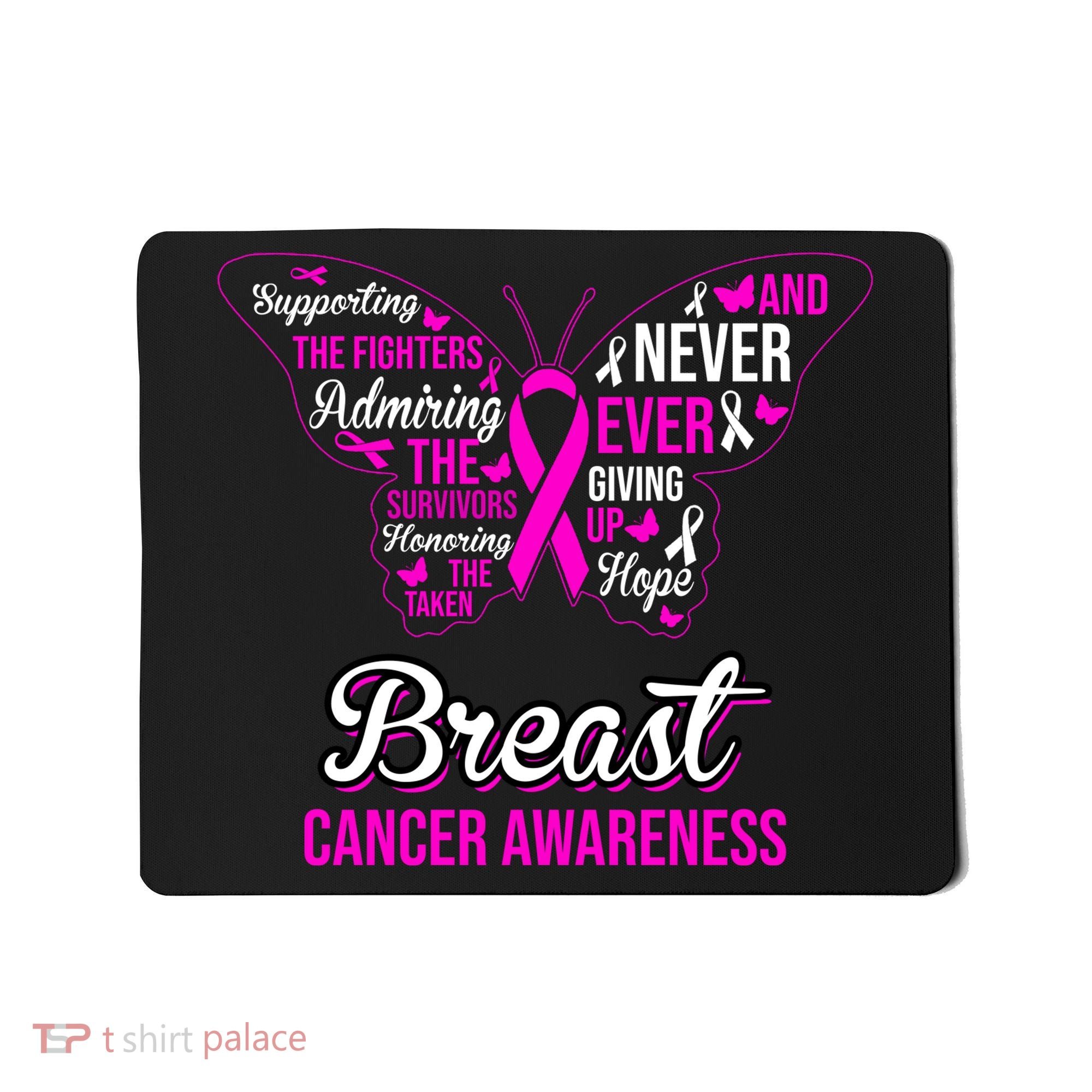 Breast Cancer Awareness Pink Butterfly Ribbon Quotes Mousepad
