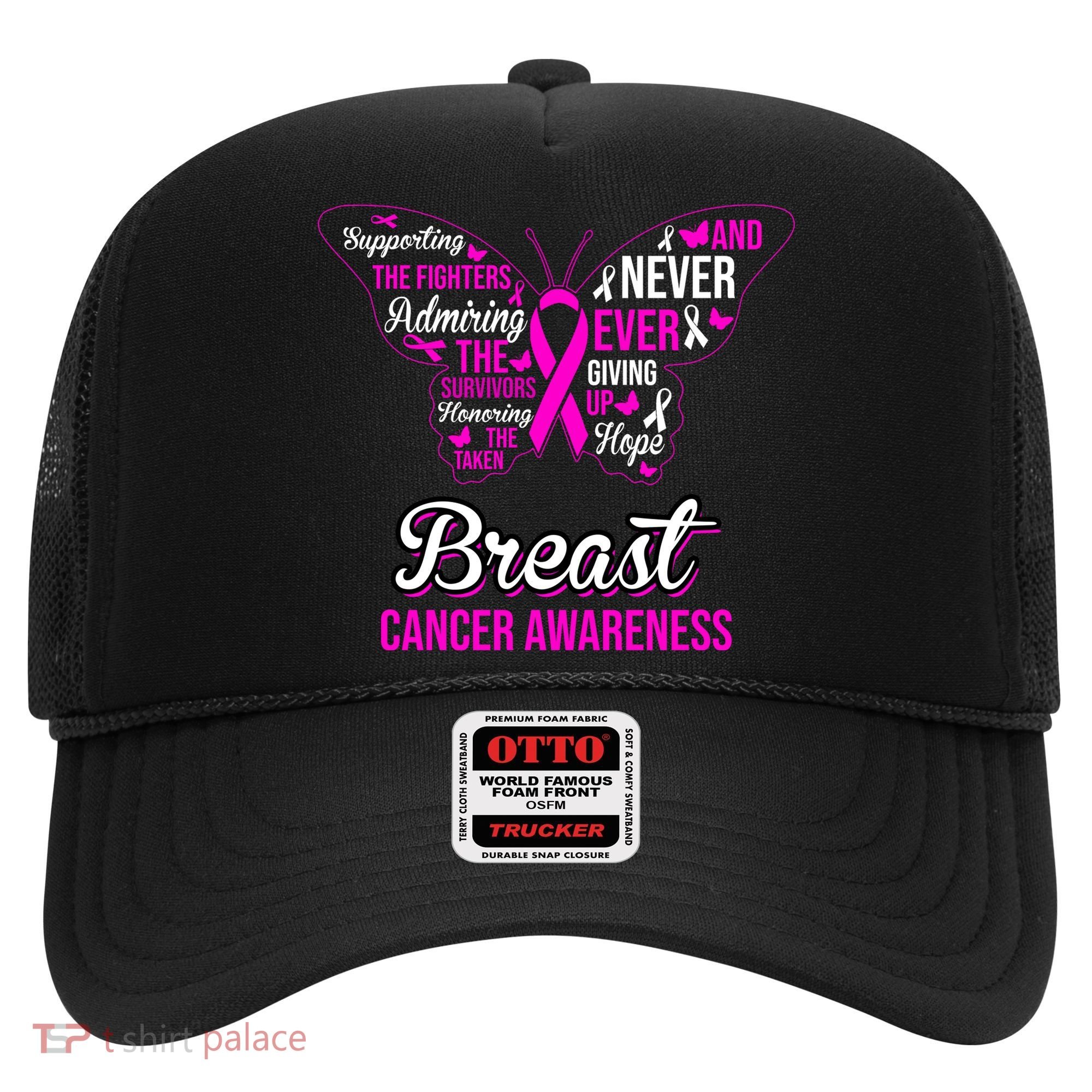 Breast Cancer Awareness Pink Butterfly Ribbon Quotes Hat