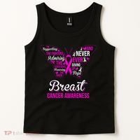 Breast Cancer Awareness Pink Butterfly Ribbon Quotes Tank Top thumb 2
