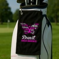 Breast Cancer Awareness Pink Butterfly Ribbon Quotes Golf Towel thumb 2