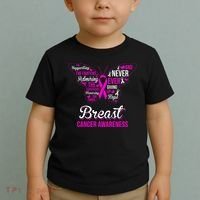 Breast Cancer Awareness Pink Butterfly Ribbon Quotes Toddler T-Shirt thumb 2