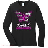 Breast Cancer Awareness Pink Butterfly Ribbon Quotes Women's Long Sleeve Shirt thumb 0