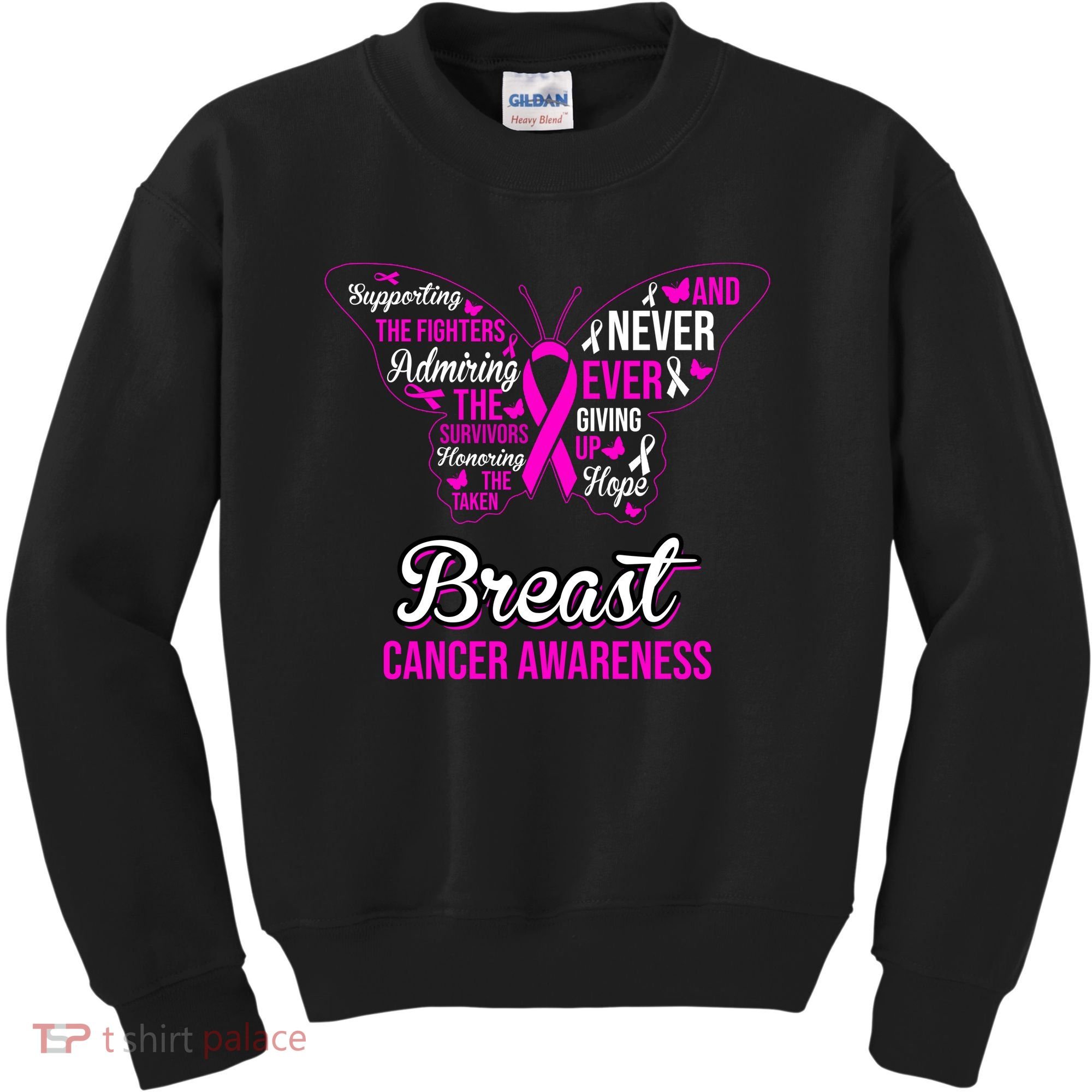 Breast Cancer Awareness Pink Butterfly Ribbon Quotes Kids Sweatshirt