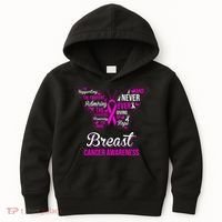 Breast Cancer Awareness Pink Butterfly Ribbon Quotes Kids Hoodie thumb 0