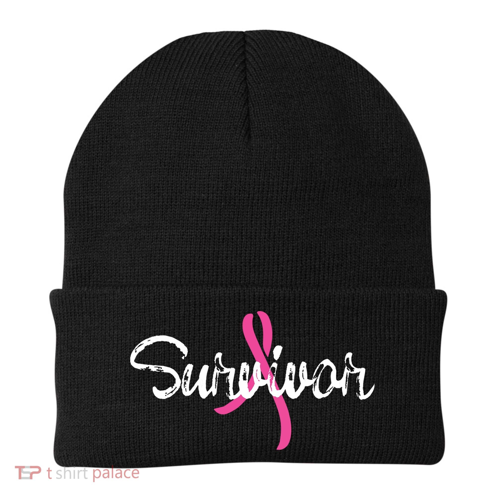Breast Cancer Awareness Survivor Pink Ribbon Gift Beanie
