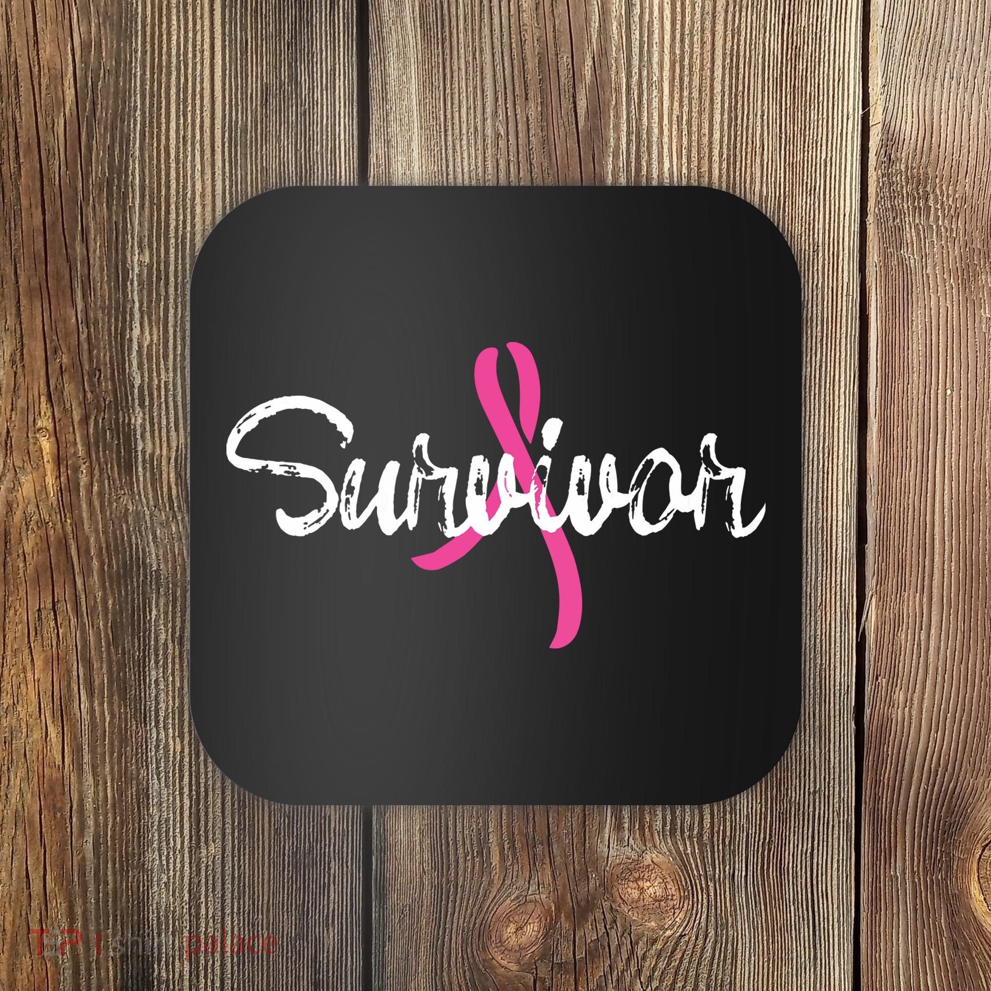 Breast Cancer Awareness Survivor Pink Ribbon Gift Coaster