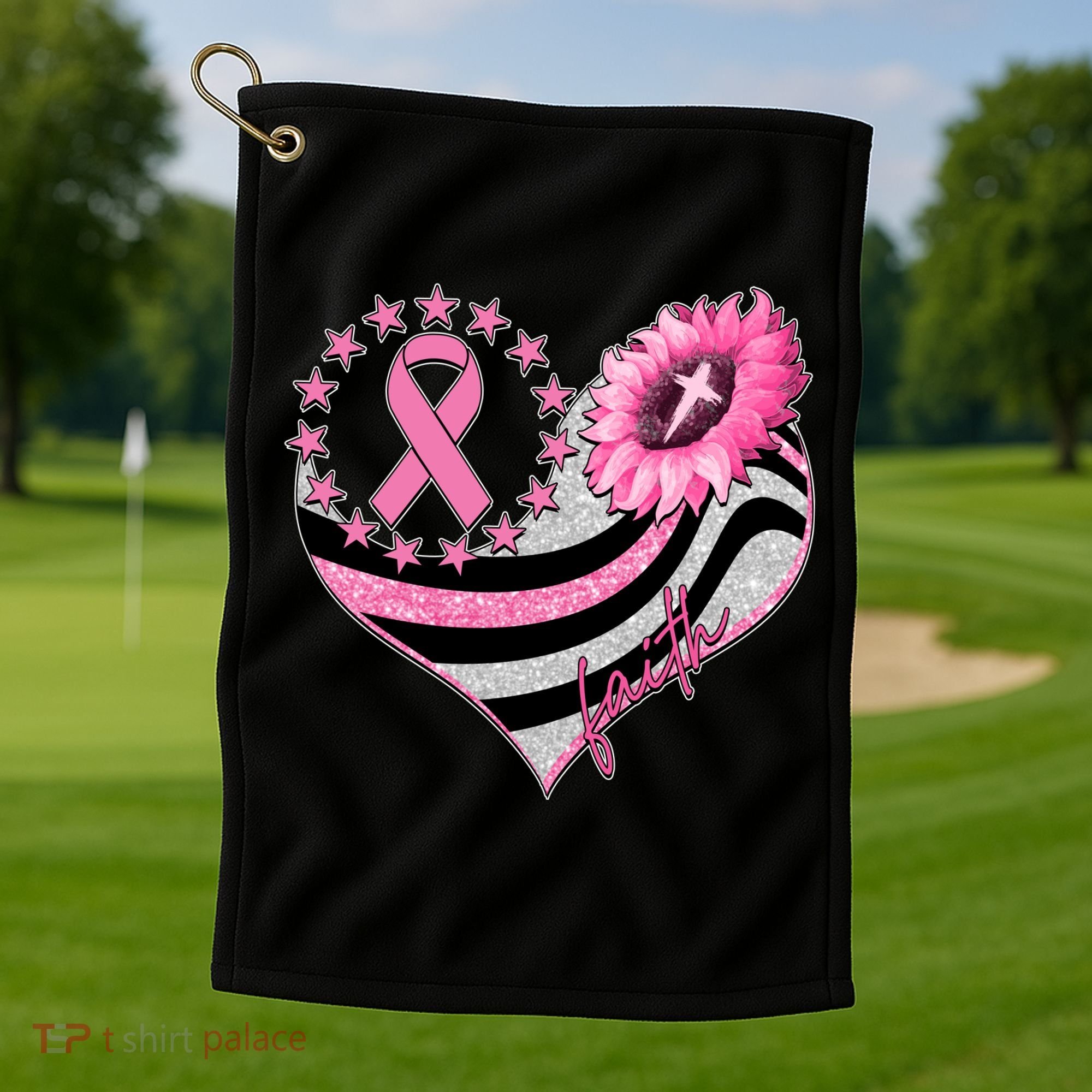 Breast Cancer Awareness Faith Golf Towel