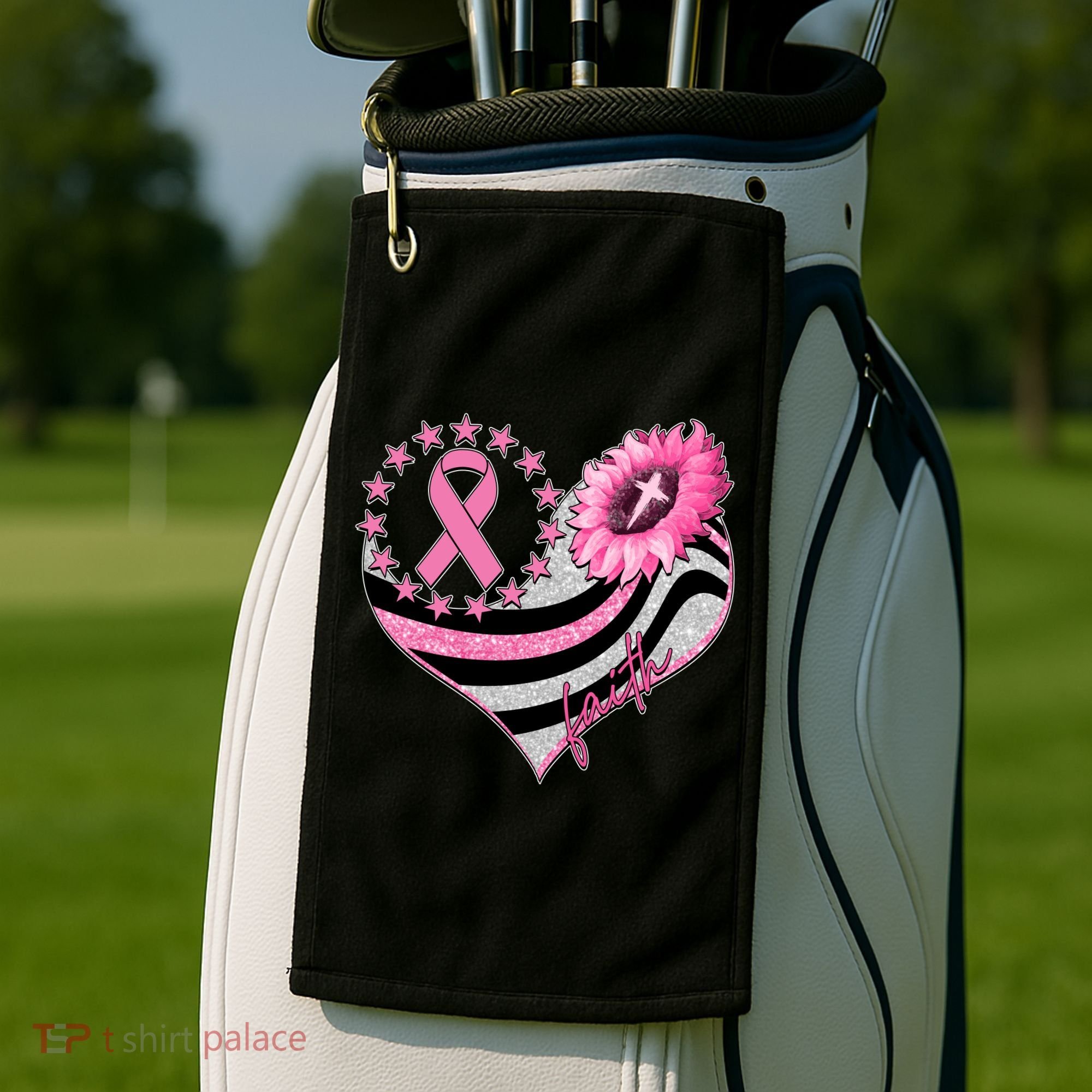 Breast Cancer Awareness Faith Golf Towel
