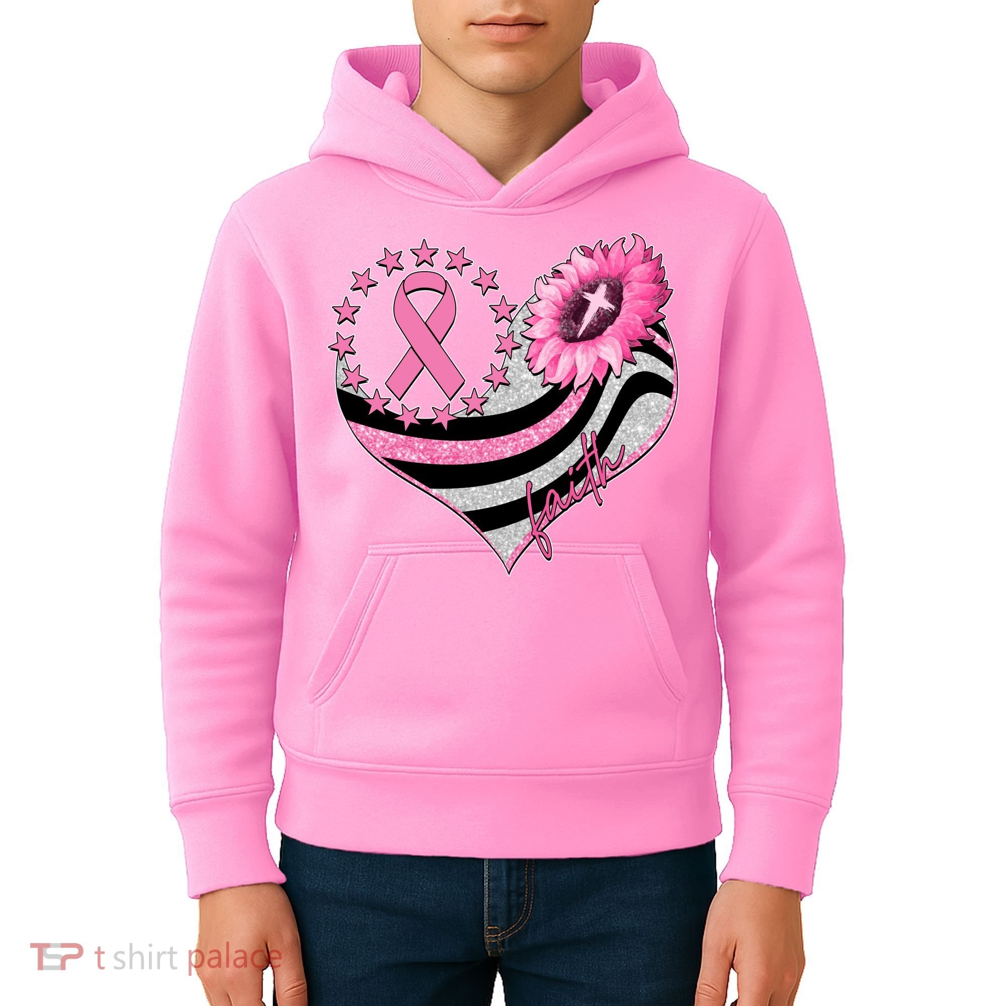 Breast Cancer Awareness Faith Kids Hoodie