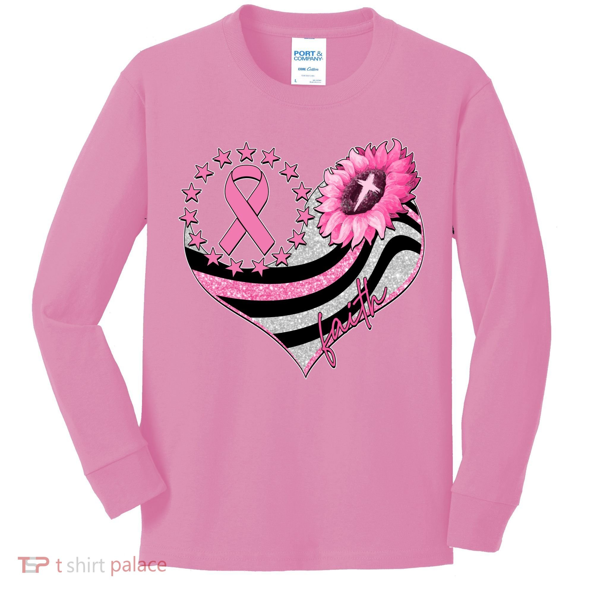 Breast Cancer Awareness Faith Kids Long Sleeve Shirt