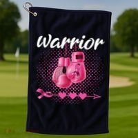 Breast Cancer Awareness Pink Boxing Gloves Warrior Golf Towel thumb 1