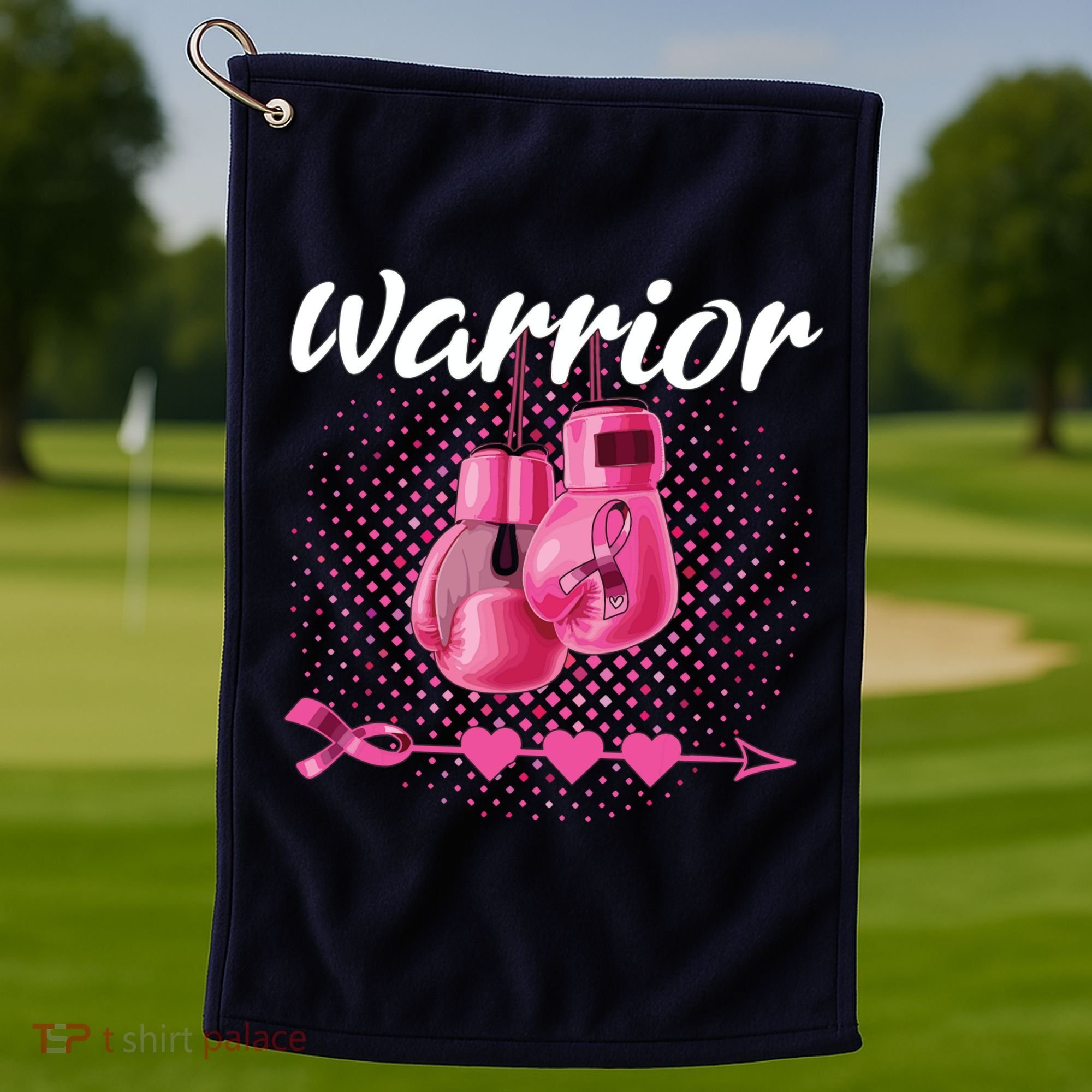 Breast Cancer Awareness Pink Boxing Gloves Warrior Golf Towel