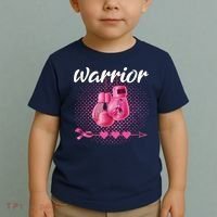 Breast Cancer Awareness Pink Boxing Gloves Warrior Toddler T-Shirt thumb 2