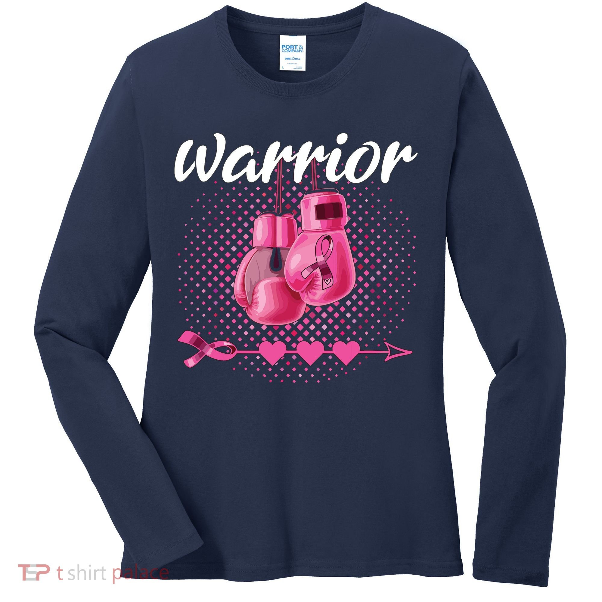 Breast Cancer Awareness Pink Boxing Gloves Warrior Women's Long Sleeve Shirt