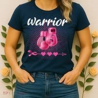 Breast Cancer Awareness Pink Boxing Gloves Warrior Women's T-Shirt thumb 2