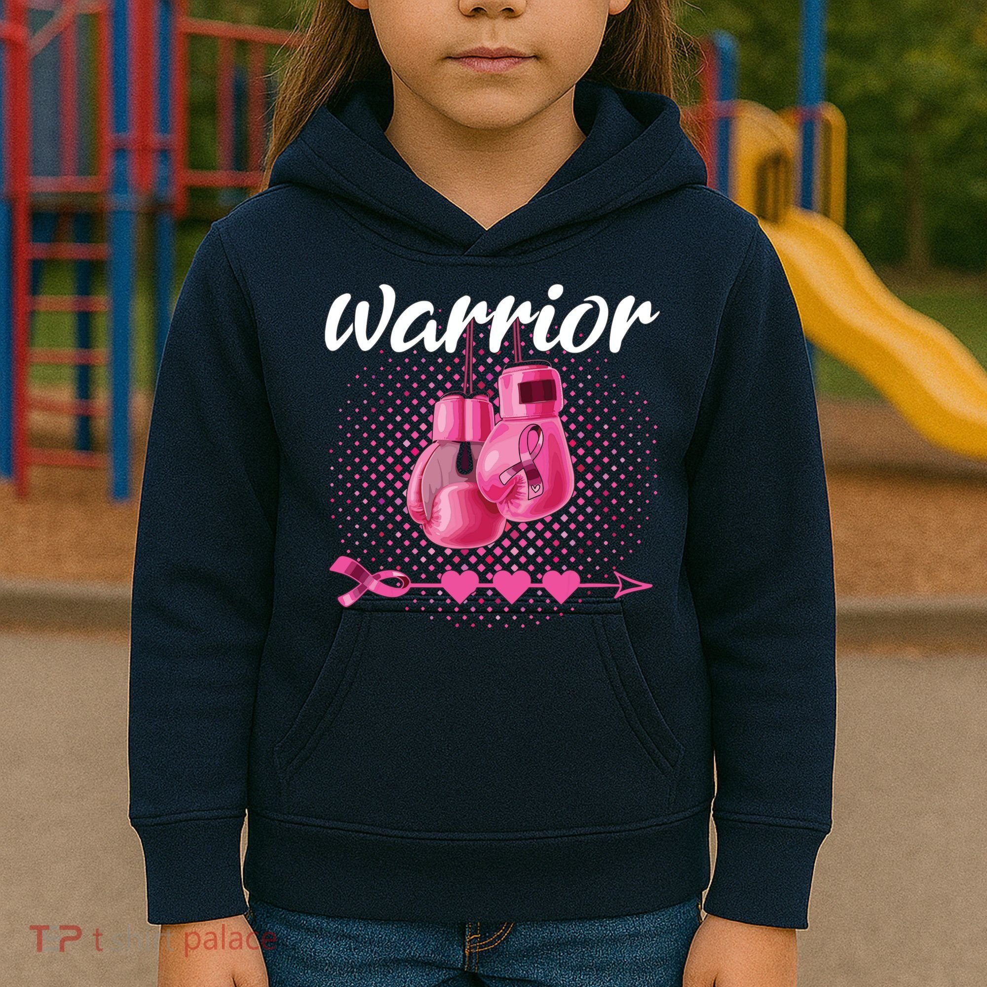 Breast Cancer Awareness Pink Boxing Gloves Warrior Kids Hoodie