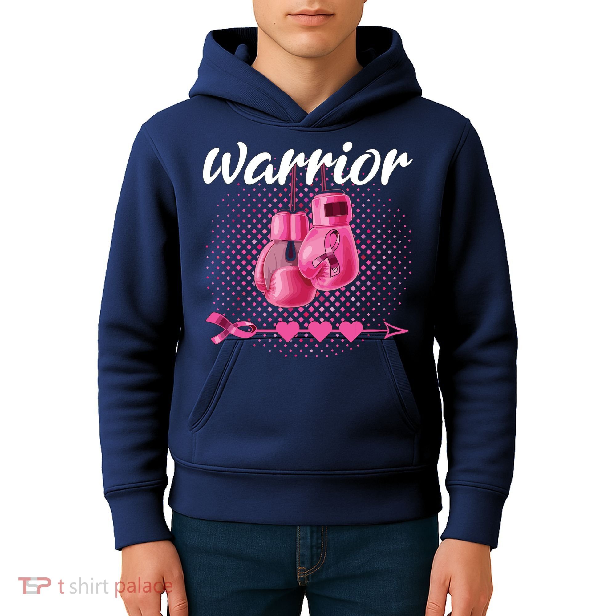 Breast Cancer Awareness Pink Boxing Gloves Warrior Kids Hoodie