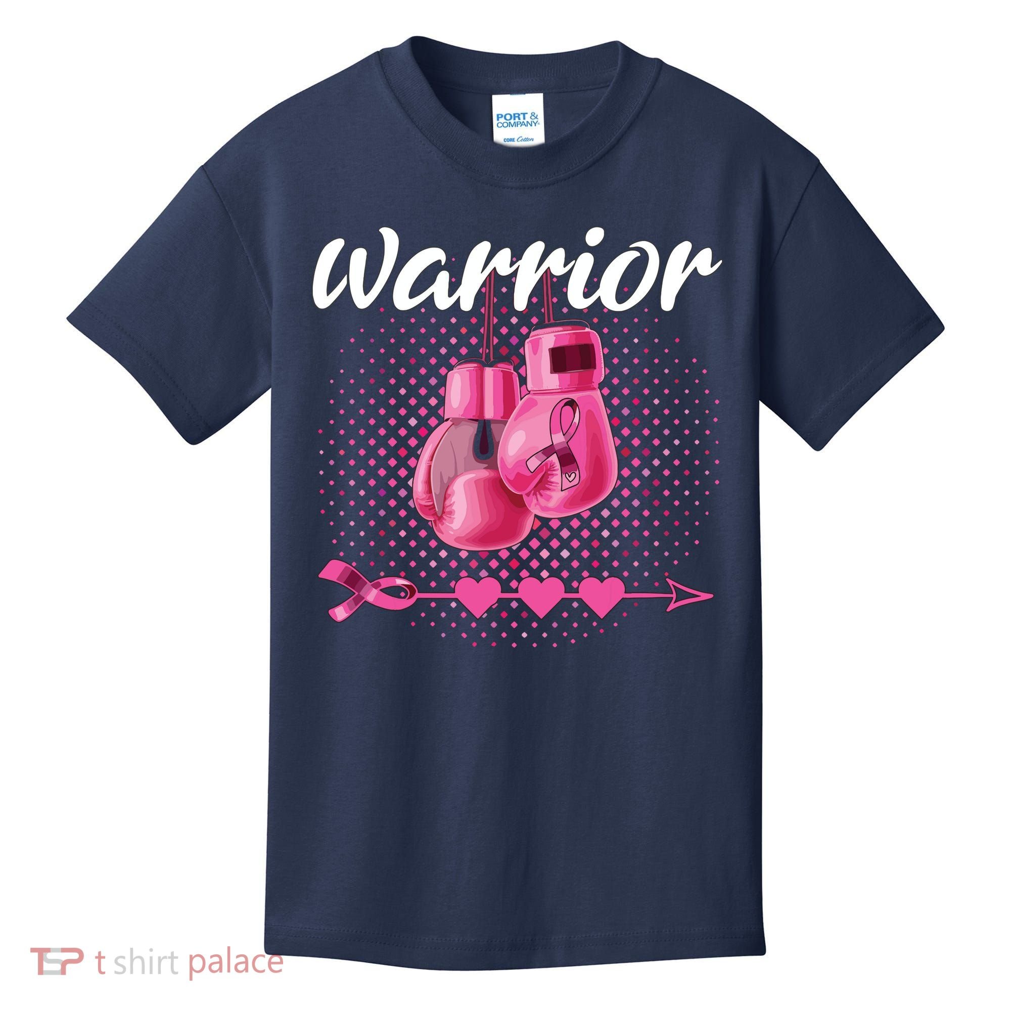 Breast Cancer Awareness Pink Boxing Gloves Warrior Kids T-Shirt